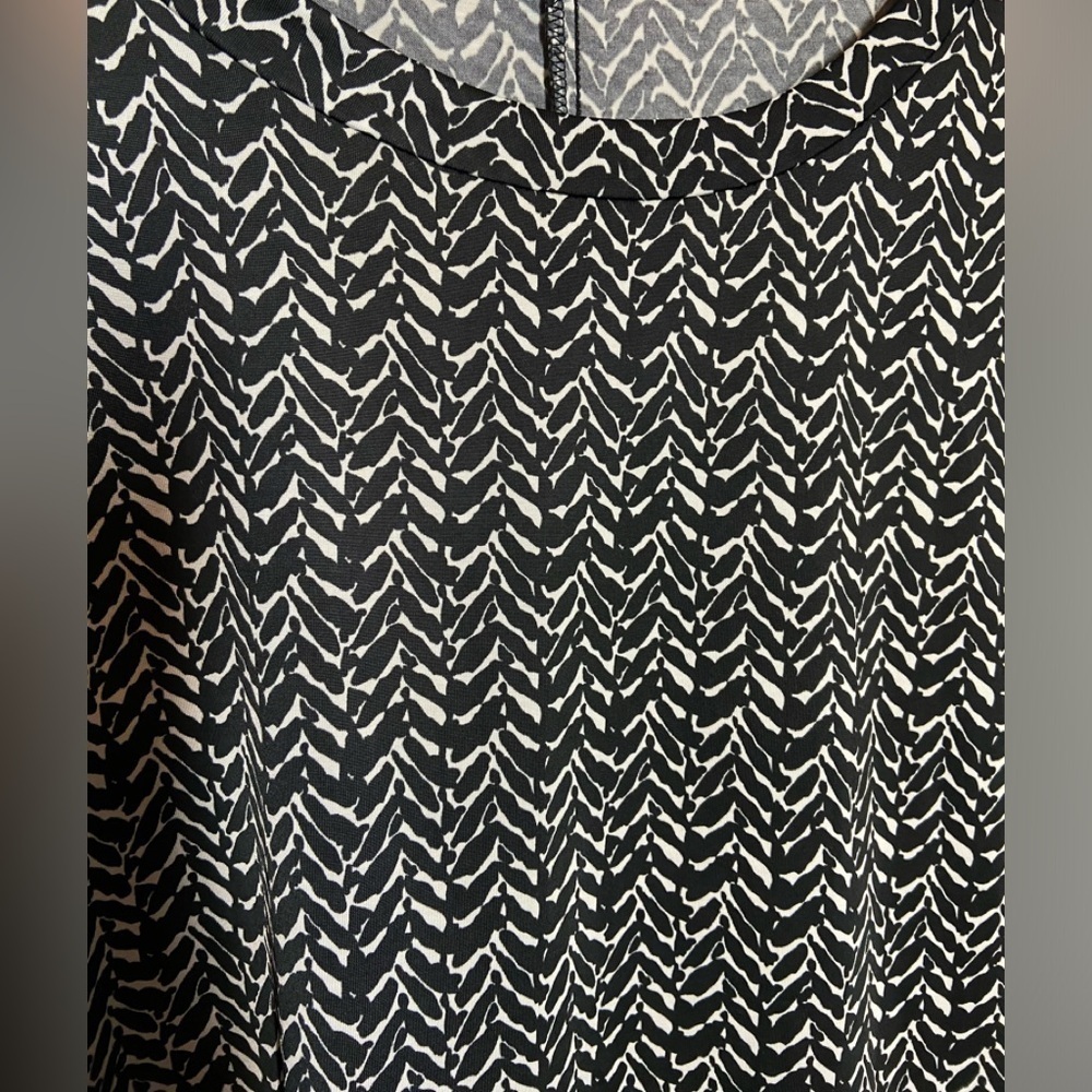 POET SHORT SLEEVE BLACK AND WHITE TUNIC TOP SIZE SMALL. INSET PANEL IN BACK - Picture 3 of 5